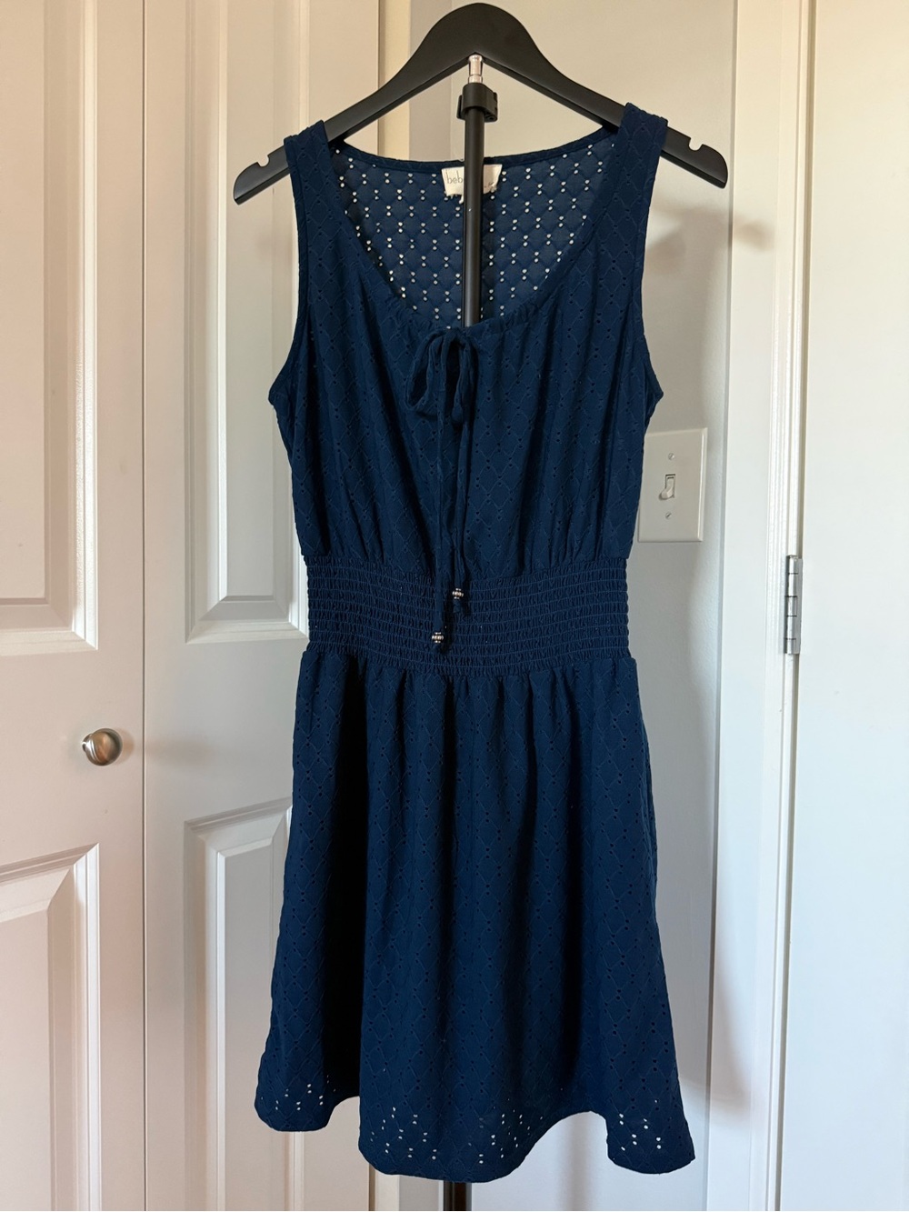 BeBop Navy Eyelet Sleeveless Midi Dress